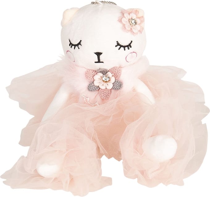 Clayre & Eef Decoratie Knuffel 30 cm Roze Polyester Bloemen Knuffeldier