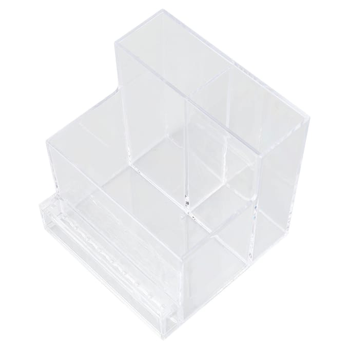 Make-up Kwasten Opbergdoos Helder Plastic Compartiment Design Multifunctionele Cosmetische Kwasten Houder white