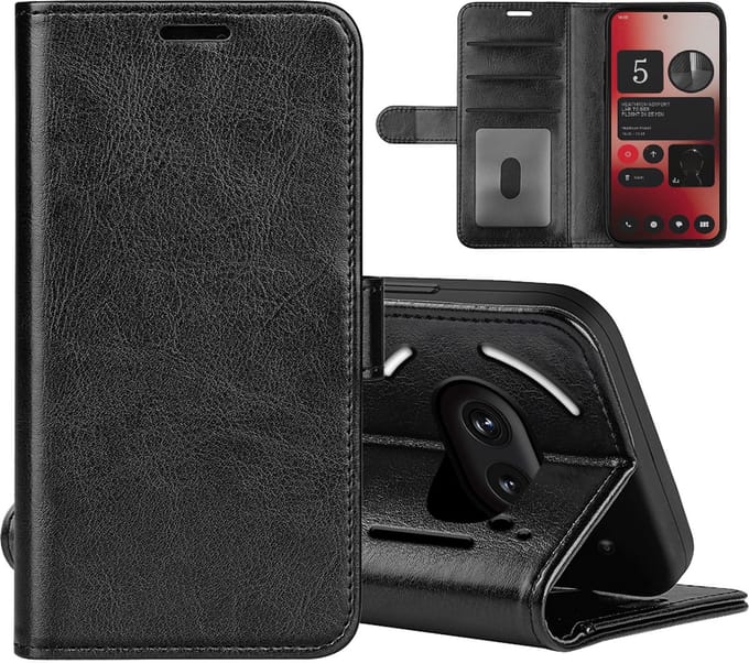 MobyDefend Hoesje - Geschikt voor Nothing Phone (2a) / Nothing Phone (2a) Plus - Wallet Book Case (Sluiting Achterkant) - Zwart