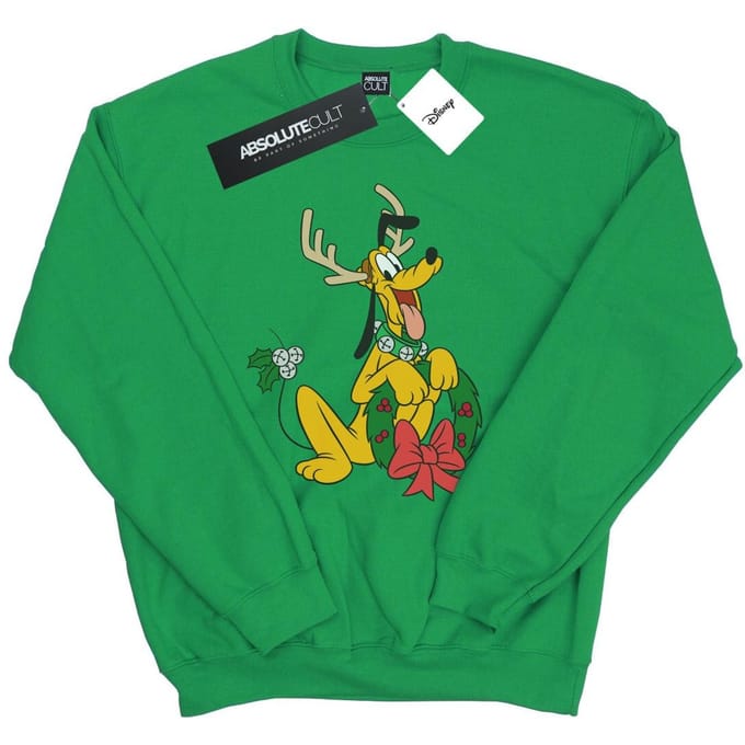 Disney Heren Pluto Kerstmis Rendier Sweatshirt (Iers Groen)