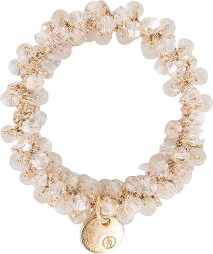 BR Haarelastiek Beads White Crystal