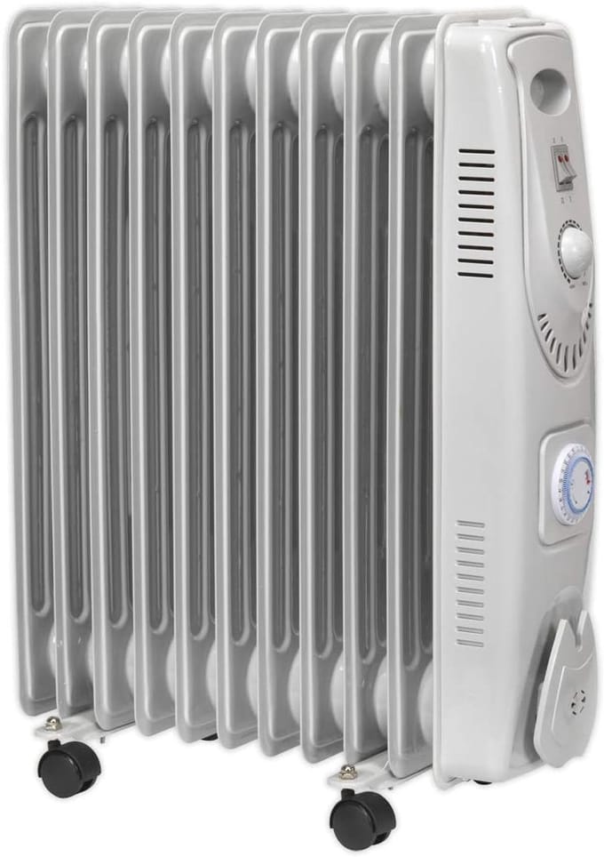 Olie Radiator - Verwarmingselement - Ruimte Verwarmen - Met Timer - 2500W - Wit