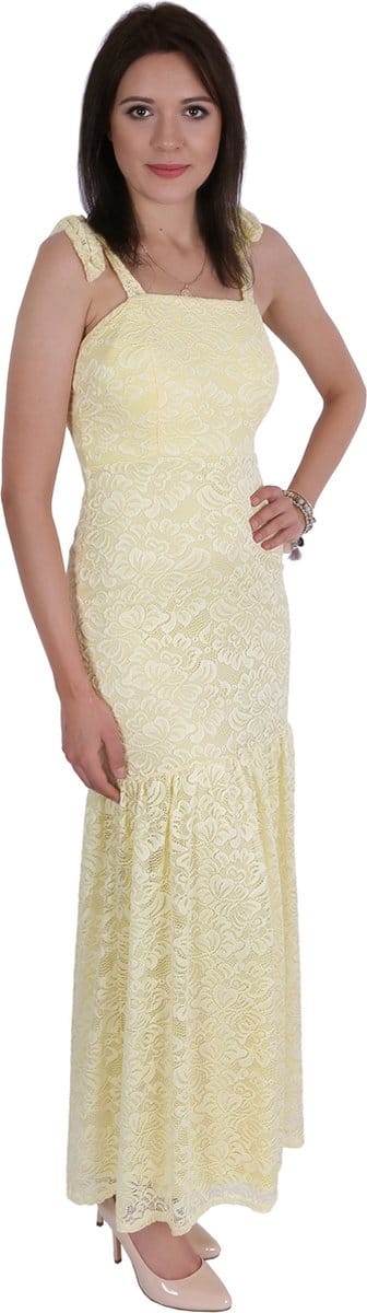 Gele kanten maxi jurk