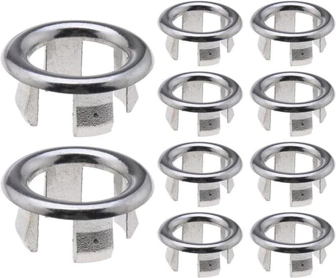 Overloop Ring - Keuken Badkamer Wastafel - Zilver - Accessoires - Drain Cap - Geschikt voor 22-24mm Overloop Gat Diameter - 10 stuks