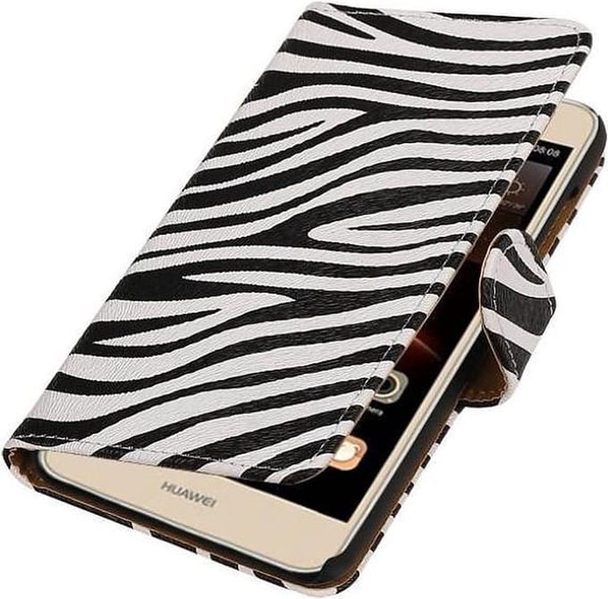 Zebra Bookstyle Wallet Case Hoesje Geschikt voor Huawei Y5 II Wit