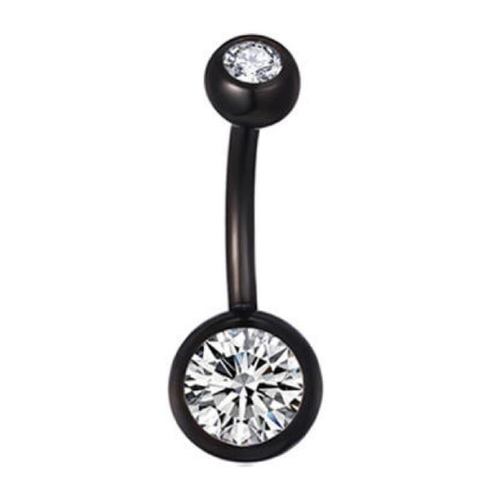 Navel Piercing - Zwart Met Steentjes