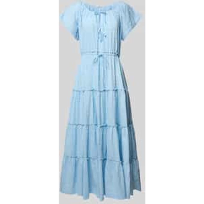 Maxi-jurk in laagjeslook met vetersluiting
