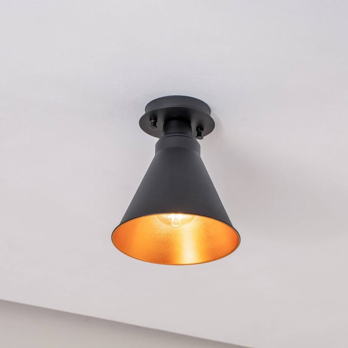 Opviq Plafondlamp Berceste N-676, zwart/goud, metaal, Ø 20 cm