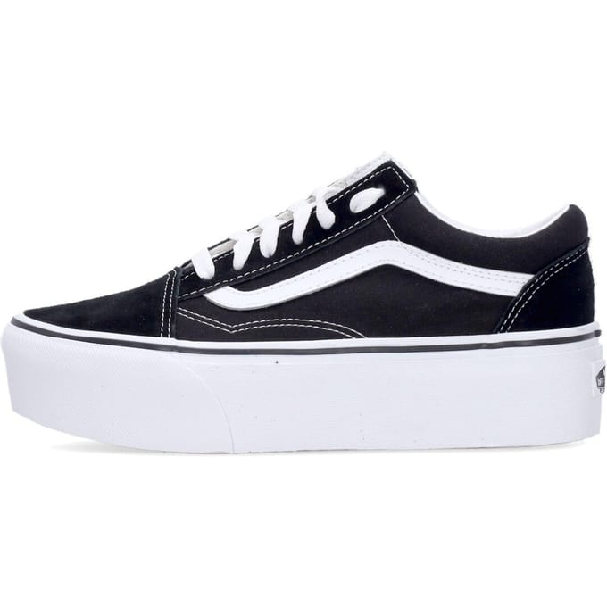 Old Skool Stackform Suede/canvas Zwart/echt witte dames lage schoen