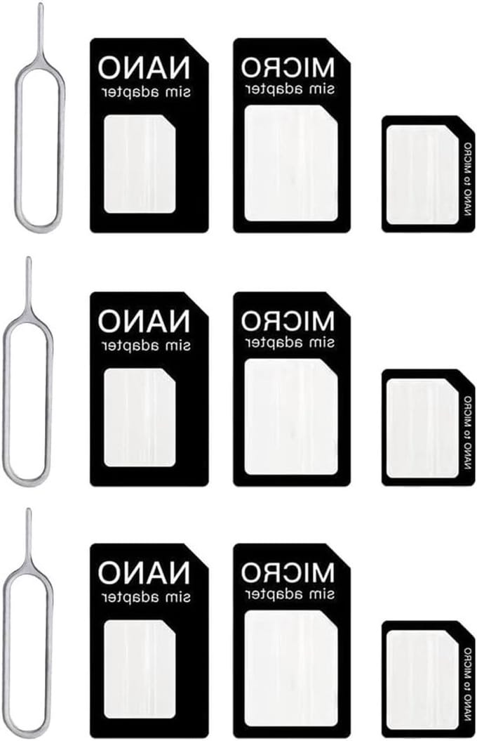 4-in-1 Nano SIM Card Adapter met 3 Eject Pennen - Geschikt voor Smartphones, Tablets en Laptops