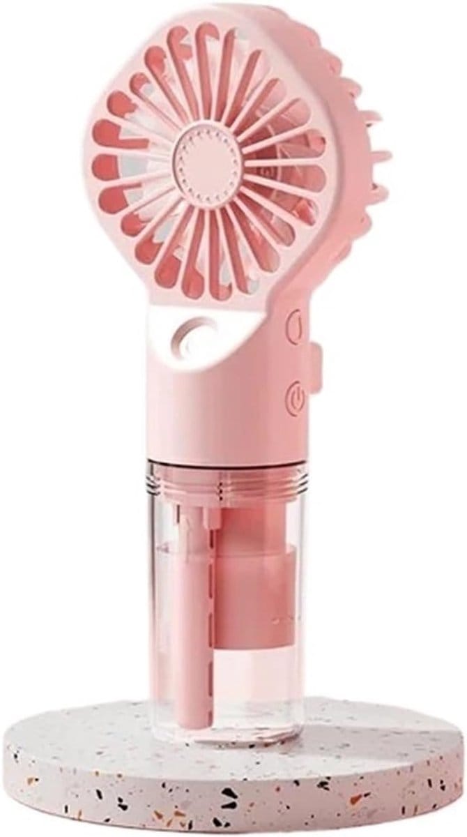 Handventilator met Waternevel - Sproeiventilator Draagbaar - Persoonlijke Koeling - Compact Lichtgewicht - 100x100x100 mm - Roze