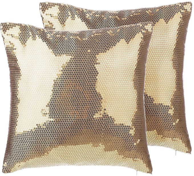 ASTER - Sierkussen set van 2 - Goud - 45 x 45 cm - Polyester