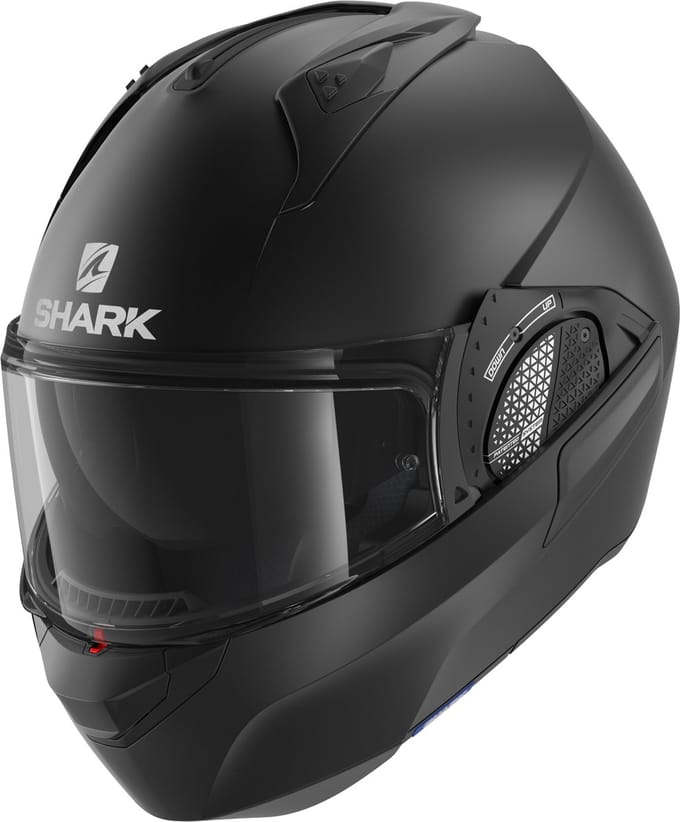 SHARK EVO GT BLANK Motorhelm Systeemhelm MAT Zwart - Maat KS