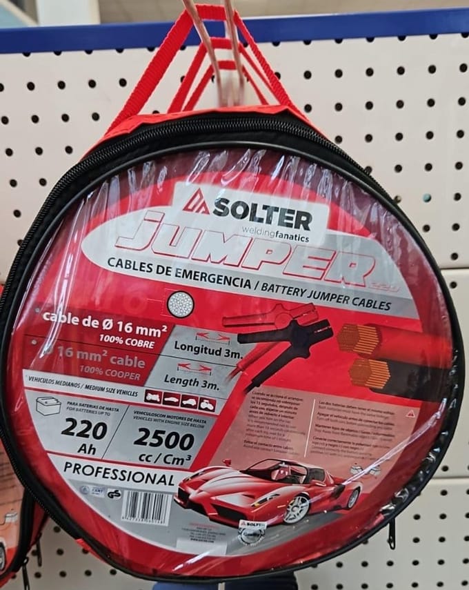 Startkabels 16 mm dik en 3 meter lang met 220 A