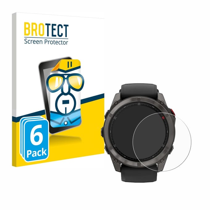BROTECT - Screenprotector voor Garmin Fenix 8 Pro MicroLED (51 mm) - Folie Beschermfolie transparant 6 Stuks