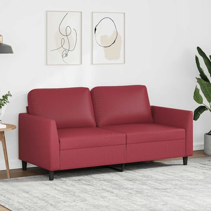 vidaXL - Tweezitsbank - 140 - cm - kunstleer - wijnrood