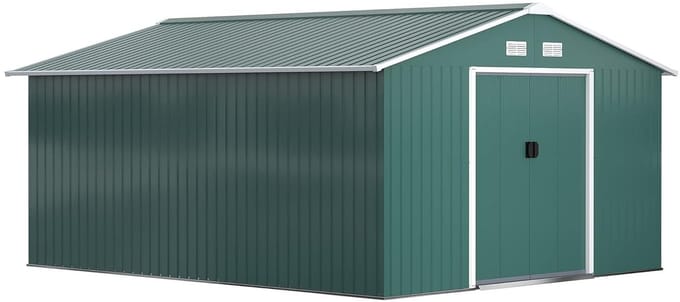 Grote Tuinschuur 22 m³ Weerbestendig met Schuifdeuren - Groen