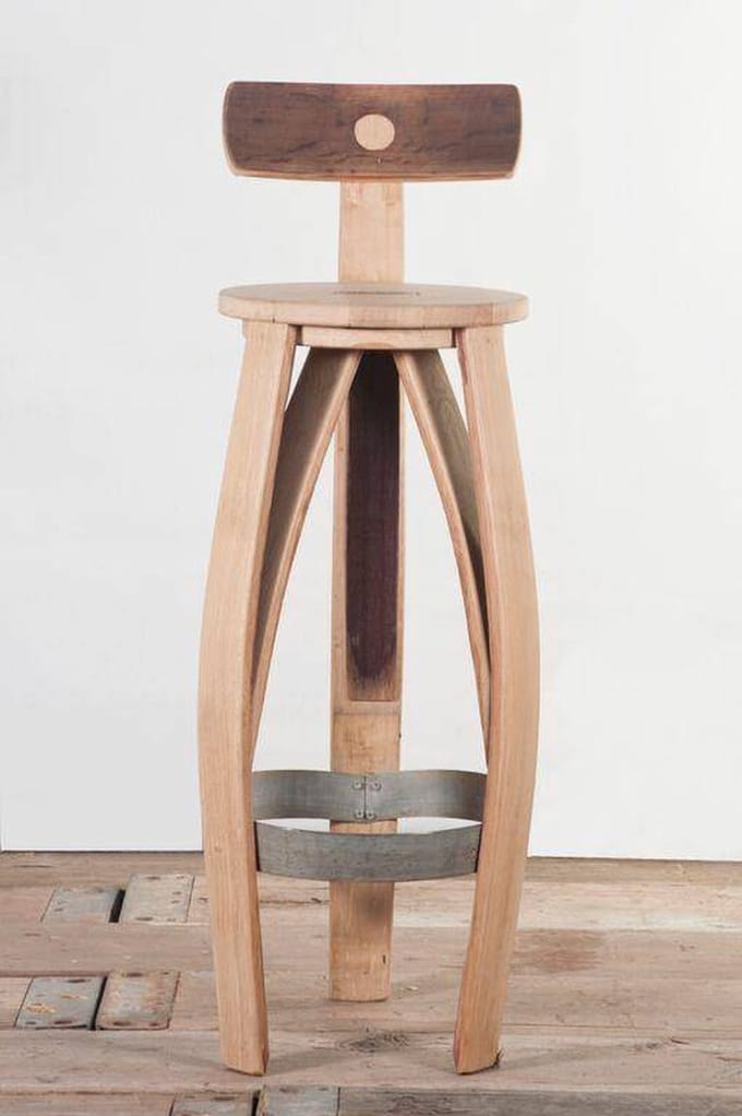 Barkruk "Bourgogne" 74cm, staal / Wijnvat Kruk