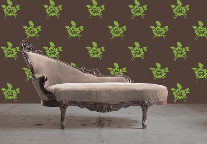 Dutch Wallcoverings Vliesbehang small flower - groen/bruin