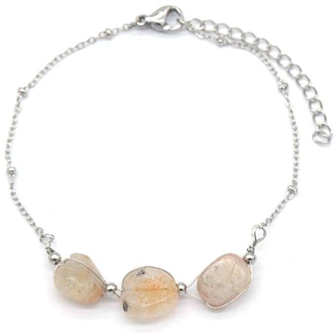 Armband Dames - Steentjes - RVS - Lengte 16-19 cm - Zilverkleurig