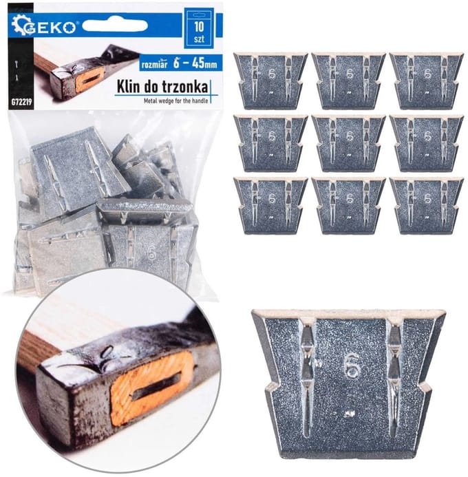 GEKO Wiggen voor handvat - met haken - 6 mm dik - set van 10 stuks