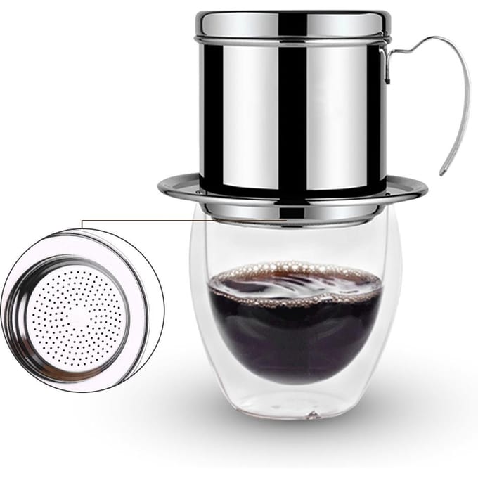 RVS Kopje Vietnamese Koffie Druppel Filter Maker Phin Infuser Zilver zilver