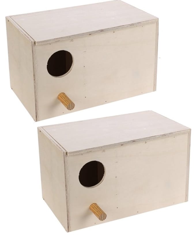 2 x Broednest - broedkast - Horizontaal Agaporniden - Hout