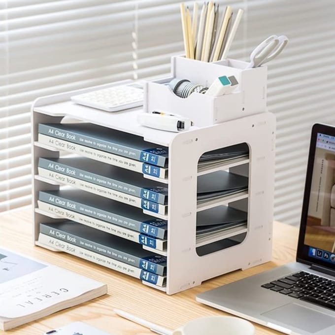 Unyqoos® Bureau-organizer met Vijf Lagen voor Efficiënte Documentopslag en Ruimtebesparing