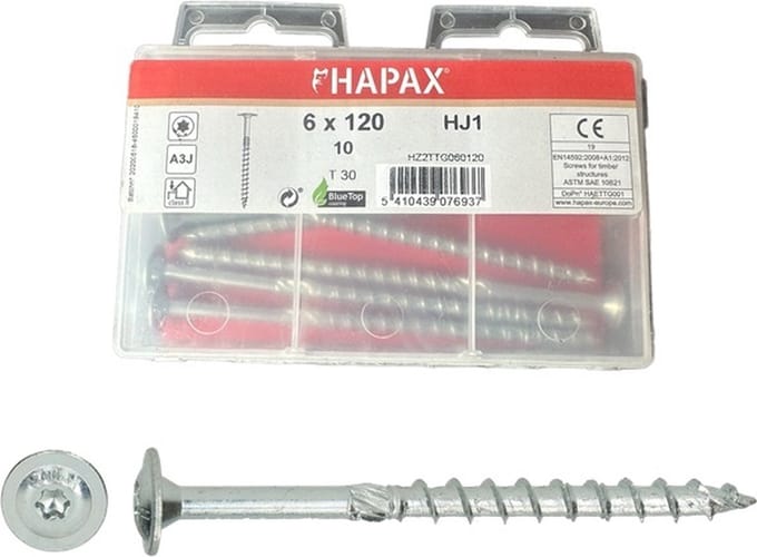 Hapax - Tellerkopschroeven - deeldraad Tx 30 - 6x120mm - 10 st