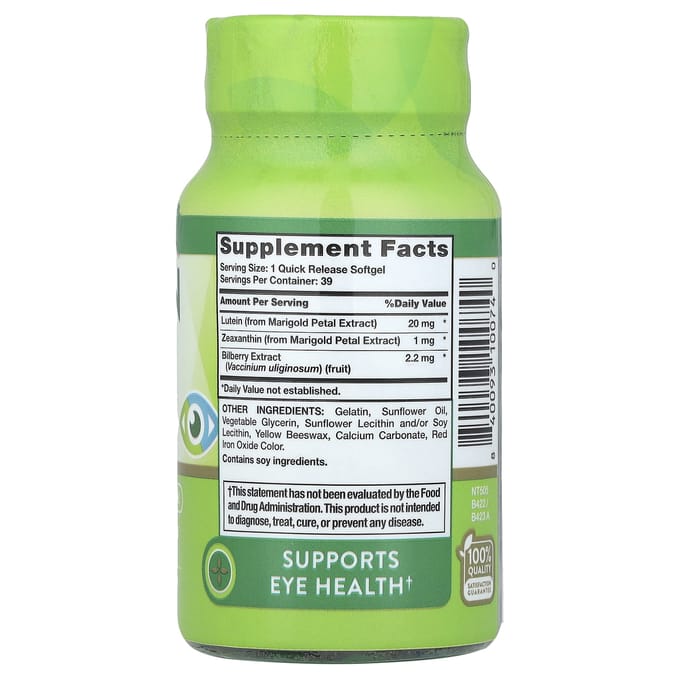 Nature's Truth, met Luteïne, Zeaxanthine & Bosbes, 39 Softgels
