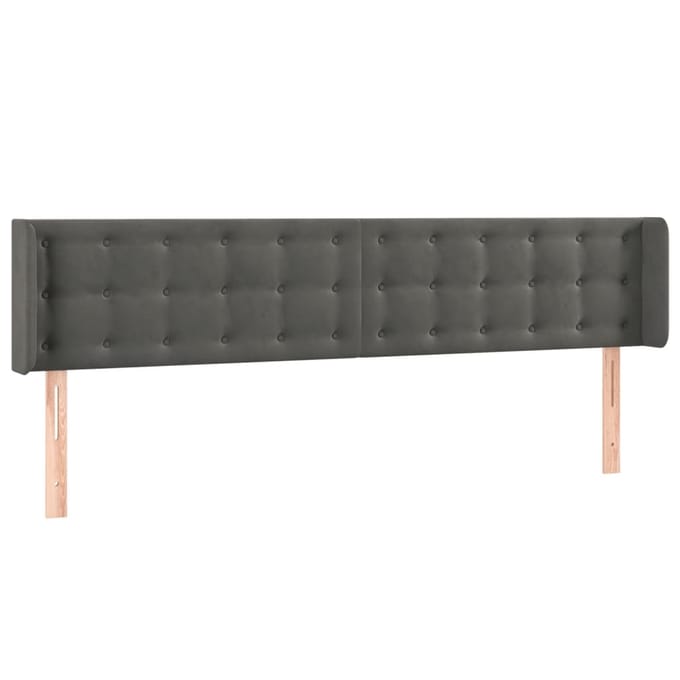 vidaXL - Hoofdbord - LED - 203x16x78/88 - cm - fluweel - donkergrijs