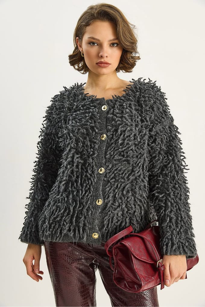 Gestructureerde Knopen Cardigan