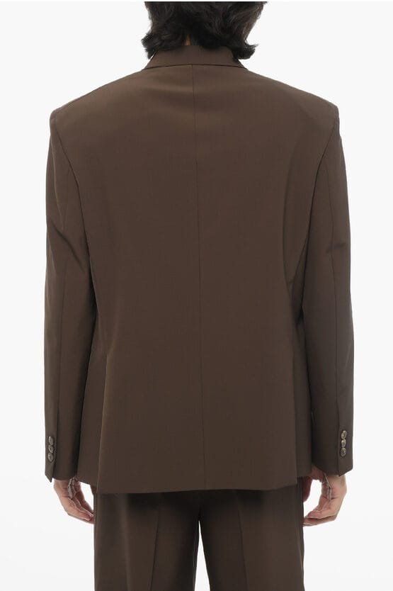 Zijsplitten, reverskraag, slim fit, 3-knoopsblazer in bruin