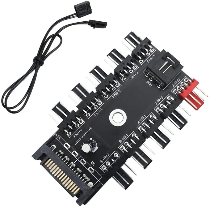 Dailygoody - Ventilatorhub - 12V Koelventilator Hub - 10 Poorten - Compact Formaat - SATA/IDE Ondersteuning - Geschikt voor PC's