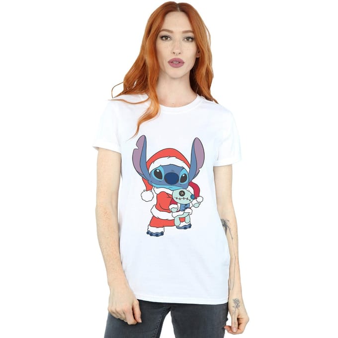 Disney Dames/Dames Lilo And Stitch Kerstmis Katoenen Vriendje T-shirt (Wit)