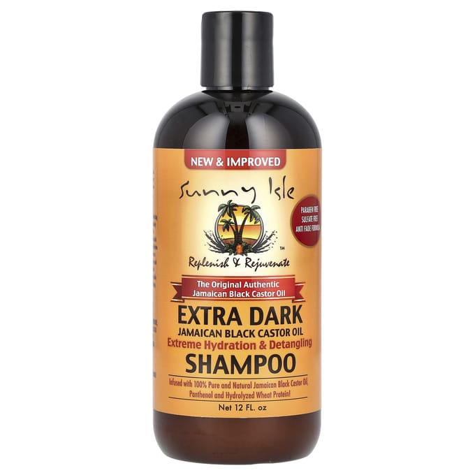 Sunny Isle, Extra Donkere Jamaicaanse Zwarte Ricinusolie Shampoo, 12 fl oz black