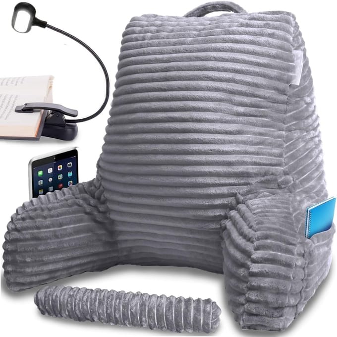 DnA® Leeskussen Voor In Bed - Leeskussen - Bookseat - Grijs - 44cm x 36cm x 14cm