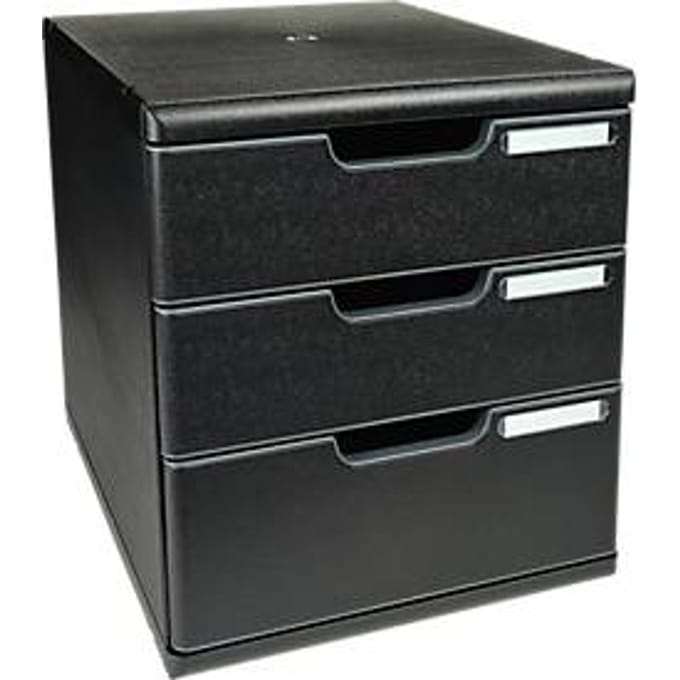 Exacompta MODULO A4-ladebox zwart, 3 gesloten laden A4/A4+, stofdicht, stil, veiligheidsstop