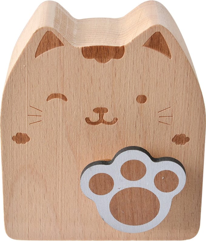 Clayre & Eef Muziekdoos Kat 7x4x8 cm Bruin Hout