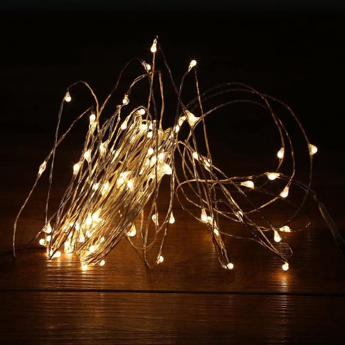 Decoratie Led verlichting 5 meter zilverdraad IP65 waterbestendig warm wit.