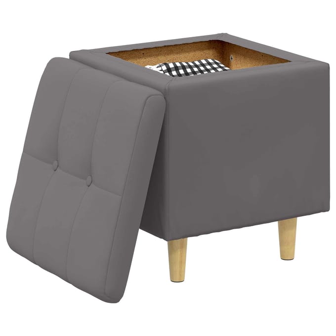 vidaXL - Ottoman - met - opslag - Grijs - 40 - x - 40 - x - 45 - cm - Kunstleer