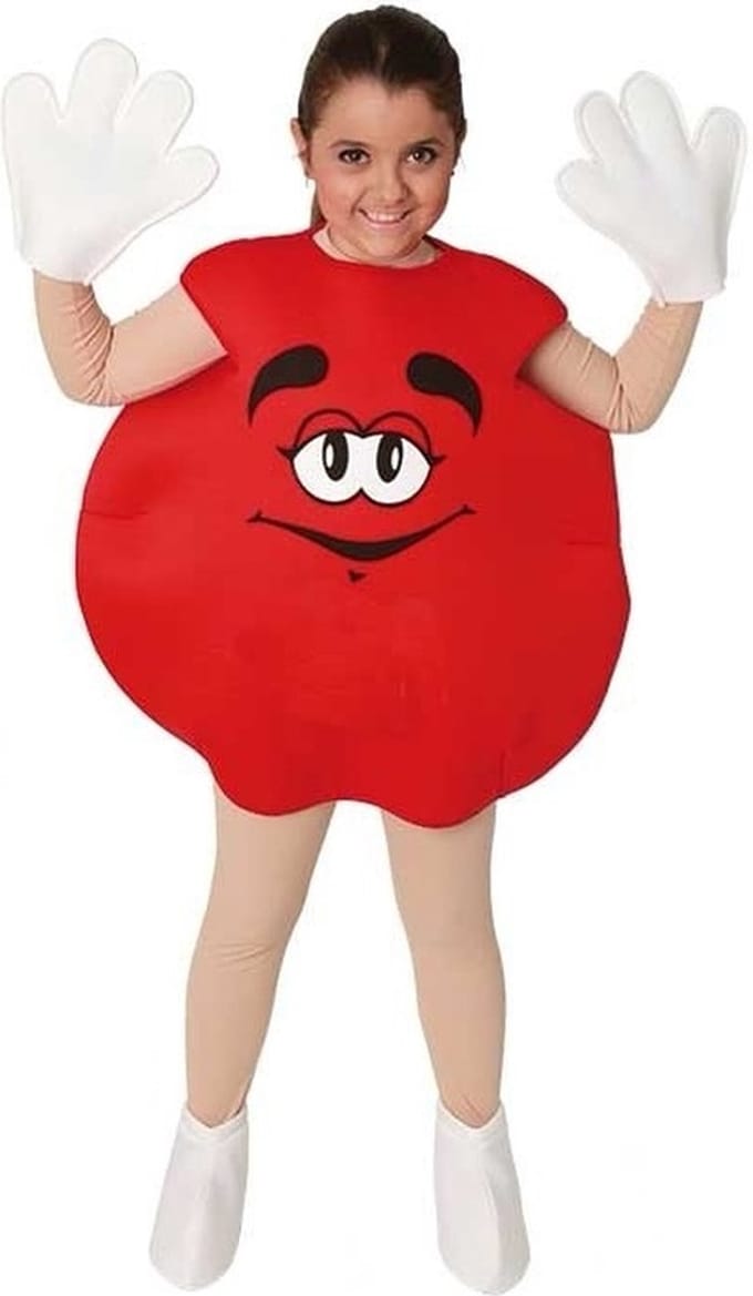 Snoepje M kostuum - rood - voor kinderen - met gezichtje 134