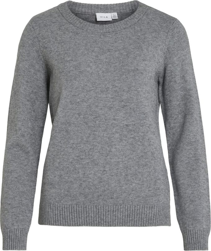 Vila Trui Viril O-neck L/s Knit Top - Noos 14054177 Medium Grey Melange Dames Maat - XL