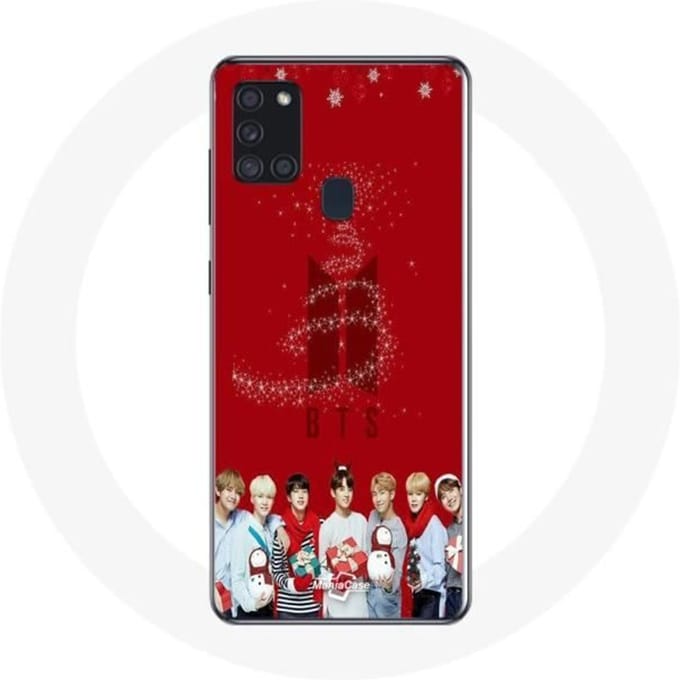 Case voor Samsung Galaxy A21s BTS Bangtan Boys Rode Achtergrond Kerstcadeau 2023