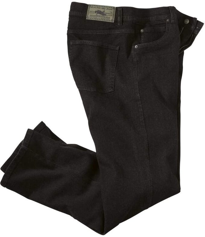 ATLAS FOR MEN - Zwarte stretch regular jeans - Heren - Verkrijgbaar in grote maten - W38