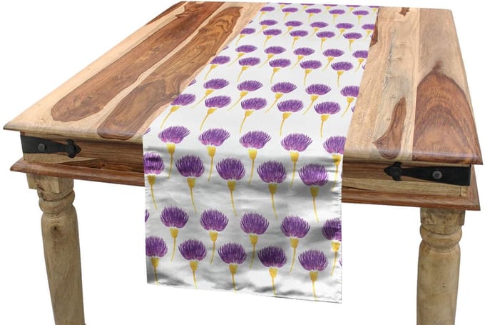 ABAKUHAUS Distel-tafelloper – 40x180 cm – Polyester – licht oranje/lila