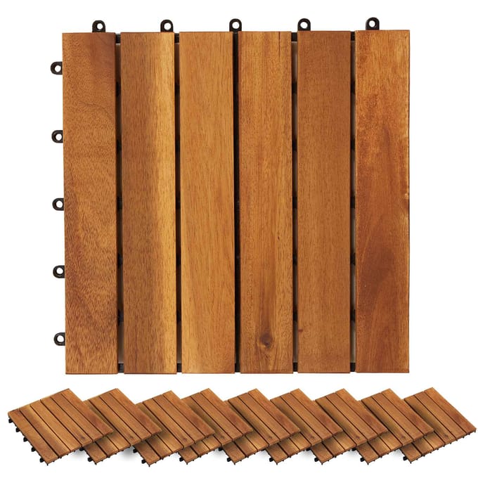 Ensemble de Carrelage de Terrasse 30 pièces Marron 30 x 30 cm Bois Dur d'Acacia Massif