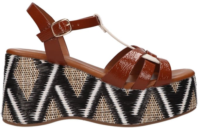 La Strada Platform Sandaal Cognac Synthetisch - Damesschoenen - Maat - 38