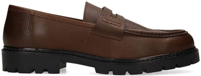 Manfield - Heren - Bruine leren loafers - Maat 44