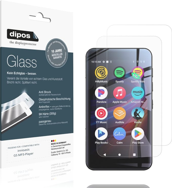 dipos – 2x Matte Pantserfolie geschikt voor innioasis G5 MP3-Player | 9H Screenprotector